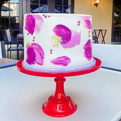 Sprinkles & Confetti 11" Red Cake Stand – Premium Melamine Dessert Display for Weddings, Valentine’s Day, Holiday Parties | Elegant Reusable Serving Tray for Cakes & Treats
