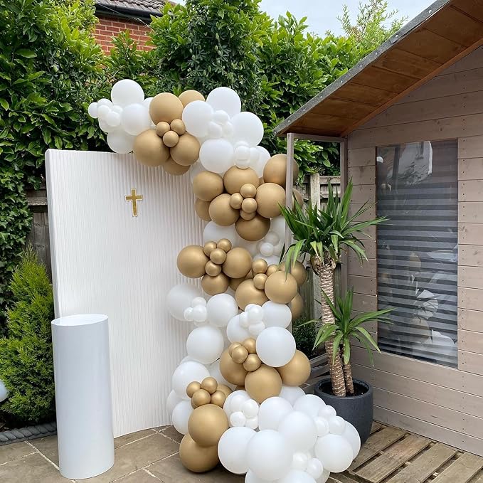 White and Gold Balloons, 50pcs 12 inch Gold and White Confetti Balloons for New Years Theme Party Supplies Wedding Birthday Graduation Party Decorations