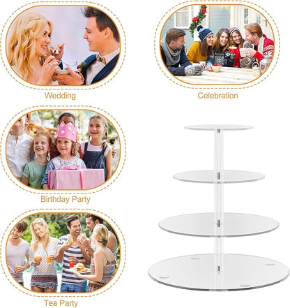 4 Tier Round Cupcake Stand, Acrylic Cupcake Display Stand for 38 Cupcakes, Clear Cupcake Holder Stand for Dessert Table, Cupcake Tower Stand for Wedding Birthday Party Graduation