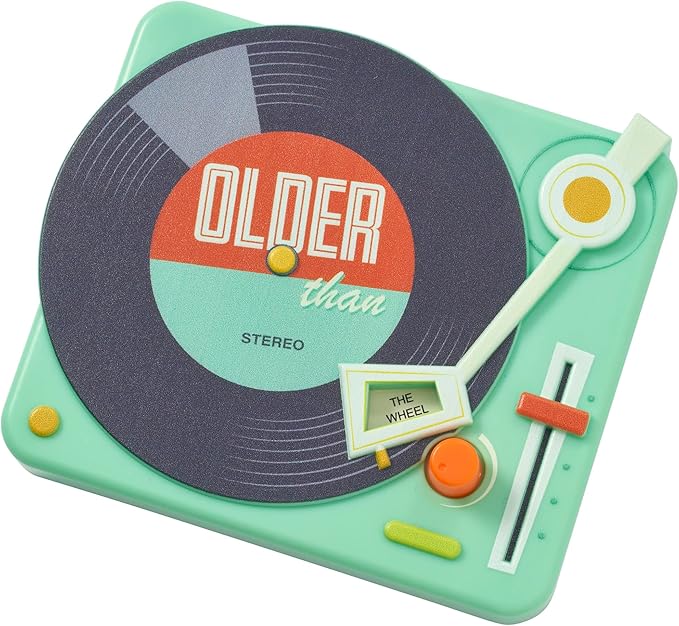 DecoSet® Older Than Record Player Cake Topper, Retro Cake Decoration For Birthday Or Retirement Celebration, Food Safe