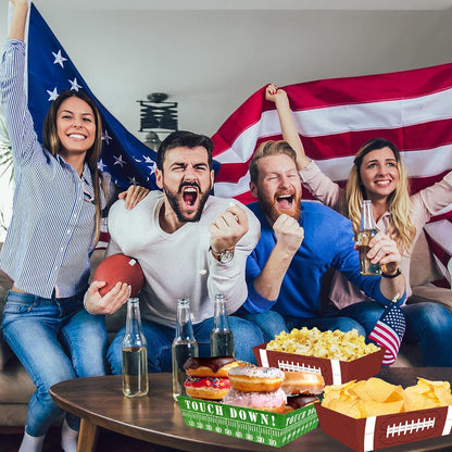 50Pcs Football Party Favors & Supplies - Paper Food Tray, Disposable Serving Boats for Football Birthday Party & Superbowl Decor