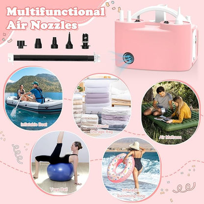 AXHJ Electric Balloon Pump, Portable Electric Air Balloon Pump Dual Nozzle Air Blower Pump, Balloon Inflator for Party Decorations