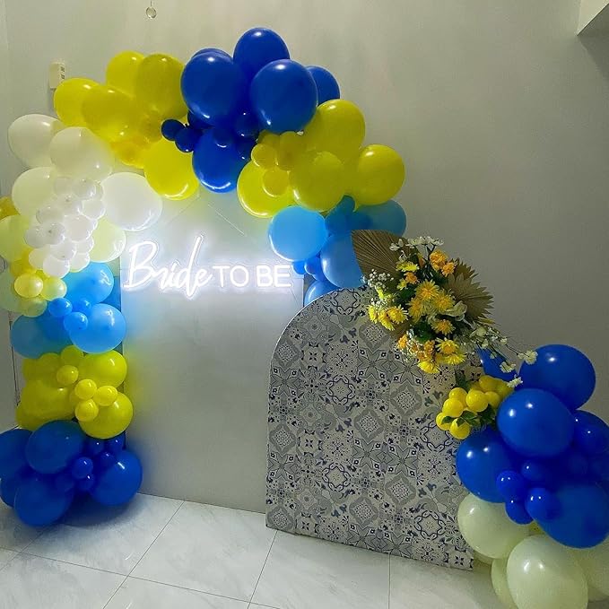 Biapian Yellow Blue Balloons, 60PCS Blue Yellow White Balloons, 12 Inch Blue Gold Confetti Balloons Dark Blue Latex Balloon Helium for Birthday Wedding Graduation Baby Shower Soccer Party Decoration