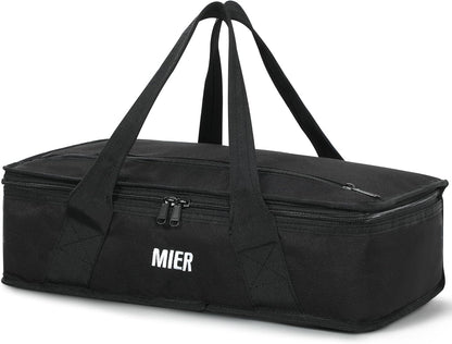 MIER Insulated Casserole Carrier for Hot or Cold Food Thermal Food Carrier Bag for Lasagna Potluck Parties Picnic Cookouts, Fits 9"x13" Baking Dish/Foil Pan, Black