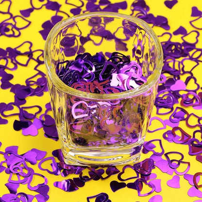 ONLYKXY 1200Pcs Love Heart Shaped Confetti, Table Wedding Decoration, Glitter Confetti for Wedding Party (Purple)