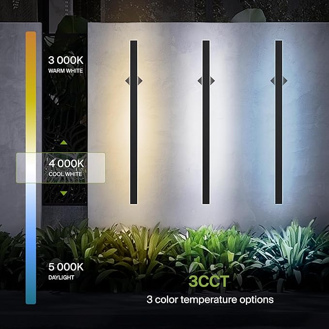 ASD LED 72" Long Wall Mount Light Fixture, Outdoor & Indoor Linear Sconce | 3CCT, Dimmable, Waterproof, Anti-Rust, ETL Listed | 40W 2400LM 3000-5000K 100-277V | Exterior Porch Lighting | Black, 2 Pack