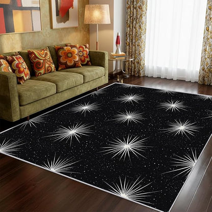 Starburst Rug 5x8 Mid Century Modern Retro Pattern Area Rugs for Living Room, Bedroom, Starburst Home Decor Accessories Indoor Carpet, Non Slip & Machine Washable