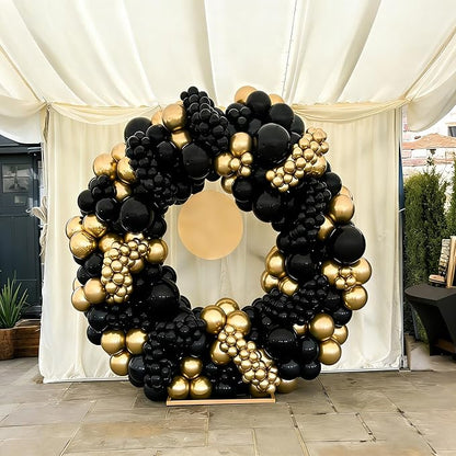 Lukiituke Black and Gold Balloon Arch Kit, 114Pcs Gold Latex Balloons, 4 Size Black New Years Party Balloons for Birthday Decorations, New Years, Wedding, Graduation Decorations
