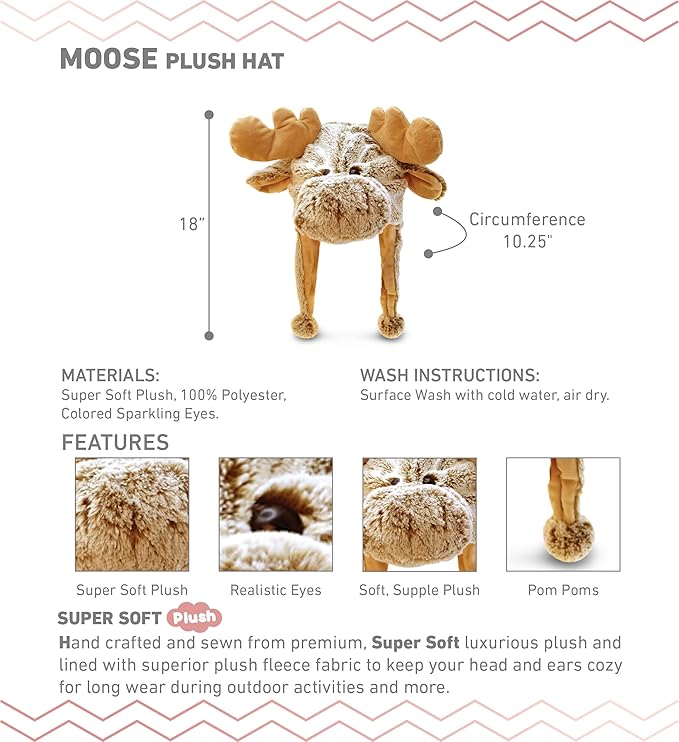 Puzzled DolliBu Plush Hat - Super Soft Warm Hat With Ear Flaps, Cozy Fleece Winter Hat For Kids & Teens - One Size