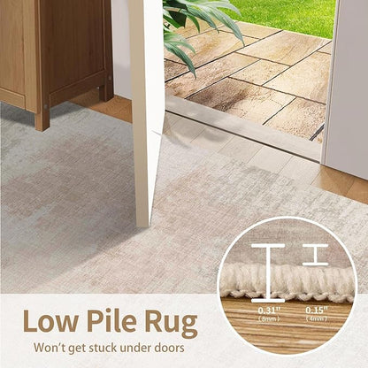 Rugxara Area Rugs 8x10,Beige Neutral Rugs for Living Room,Modern Abstract Washable Rugs for Bedroom Dining Room, Non-Slip Foldable Thin Indoor Carpet Stain Resistant(Beige Grey)