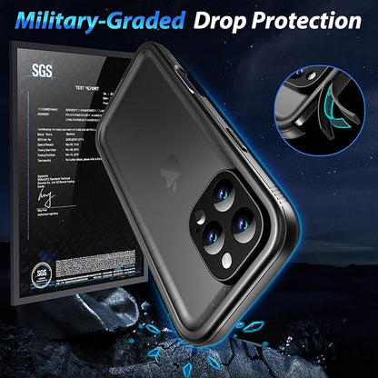 SPORTLINK for iPhone 16 Pro Max Case - IP68 Waterproof Military Protective Full Body Heavy Duty Shockproof 360 Sealed Dustproof with Camera Screen Protector Cover for i Phone 16 Pro Max 6.9" Black