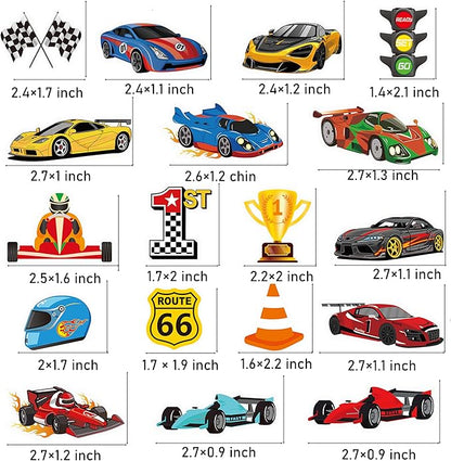 37pcs Race Car Birthday Cake Decorations Racing Car Cupcake Toppers Glitter Race Car Cake Toppers Decorations Racing Car Themed Party Favors for Race Car Themed Birthday Party Supplies