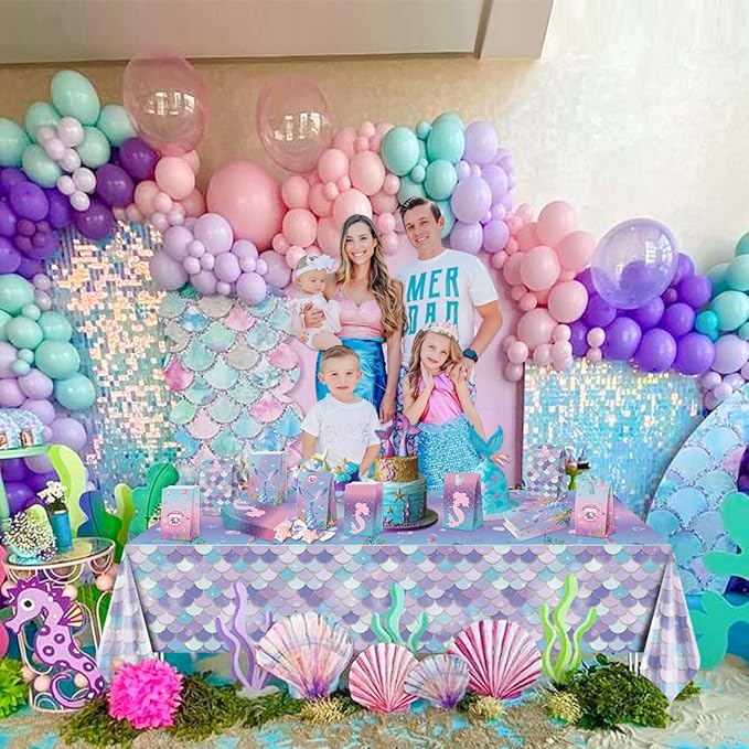 XJLANTTE 40 Pcs Mermaid Goodie Bags - Under The Sea Party Favor Bags with Tail Stickers, Scale Party Bags for Kids Girls Under The Sea Themed Little Mermaid Party Decorations