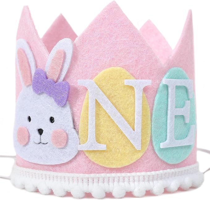 Some Bunny 1st Birthday Crown - Easter Rabbit Hat and Spring Decoration for Girls
