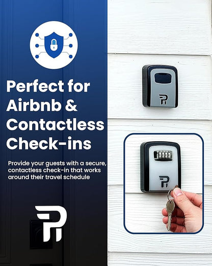Rudy Run Key Lock Box for Outside – Large Outdoor Lockbox for Keys with Code, 4-Digit Combination Hidden Safe to Hide a Key Outside, Wall Mounted Key Storage for Home, Airbnb, 1 Pack