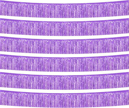 6 Pack 10 Feet Foil Fringe Garland Metallic Tinsel Banner Wall Hanging Curtain Streamers Backdrop for Parade Floats Bachelorette Wedding Birthday Party Thanksgiving Christmas Decorations(Light Purple)