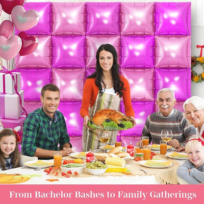 DustyPink and HotPink Square Foil Balloons 25 Pcs Metallic DustyPink and HotPink Balloons Wall Backdrop for New Year Graduation Birthday Bridal Shower Party Arch Backdrop Decorations