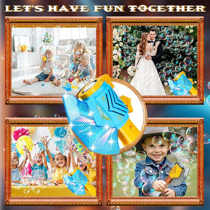 Bubble Machine Gun for Kids,Bubble Wands for Toddlers Toys 3+ Years Old,Summer Toys,Toy for Boys Girls Outdoor Indoor Birthday Wedding Party,Gifts (Blue&Brown)