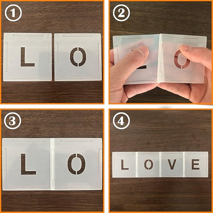 Mossdecal 62pcs Letter Stencils and Numbers 1 Inch, Small Reusable Alphabet Templates Interlocking Stencil Kit for Painting on Wood, Wall, Fabric, Rock, Chalkboard, Sign, Art Craft Stencils