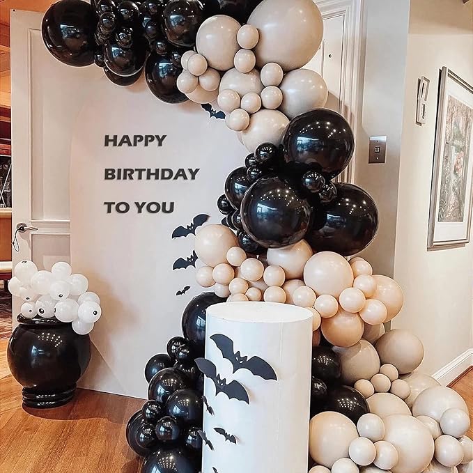 FOTIOMRG 110pcs Black Balloon Garland Arch Kit, 18 12 10 5 inch Black Latex Balloons Different Sizes Pack for Birthday Graduation Baby Shower Father's Day Party Decorations