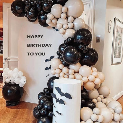 FOTIOMRG 110pcs Black Balloon Garland Arch Kit, 18 12 10 5 inch Black Latex Balloons Different Sizes Pack for Birthday Graduation Baby Shower Father's Day Party Decorations