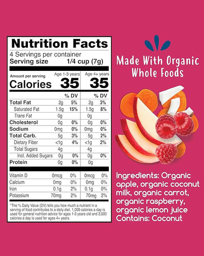 Amara Smoothie Melts - Carrot Raspberry - Baby Snacks Made With Fruits and Vegetables - Healthy Toddler Snacks For Your Kids Lunch Box - Organic Plant Based Yogurt Melts - 6 Resealable Bags