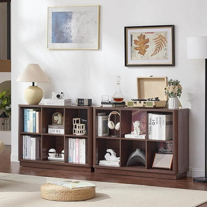 Joaxswe 6 Cube Storage Bookcase, Wood Floor Standing 2-Tier Bookshelf