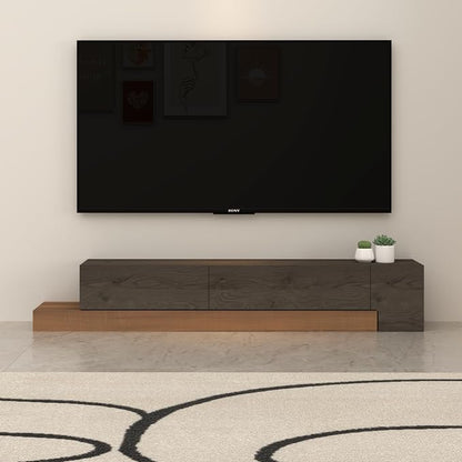 Retractable TV Stand, Solid Wood Minimalist TV Shelf, Mid-Century TV Console
