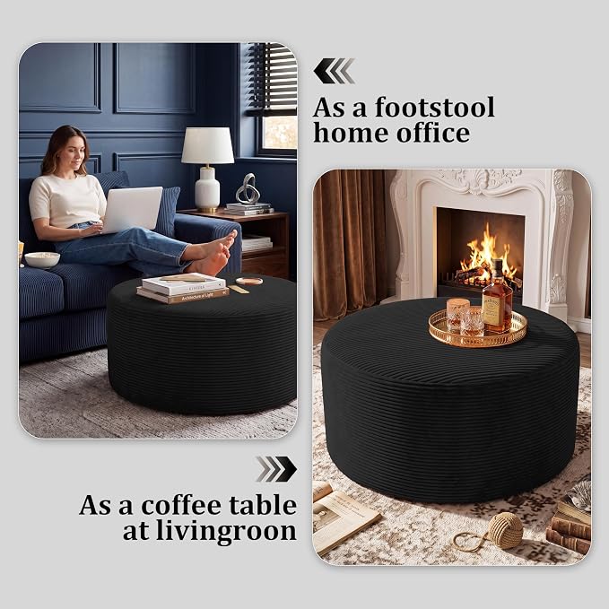 BSHOMGI Round Coffee Table Ottoman