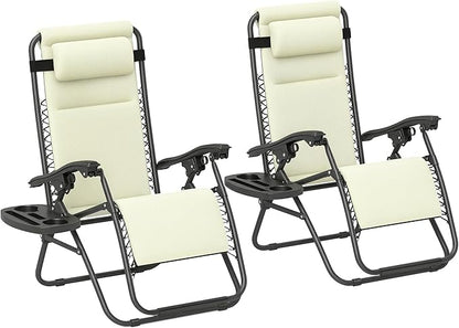 Outsunny Zero Gravity Chairs Set of 2, Reclining Folding Zero Gravity Lounge