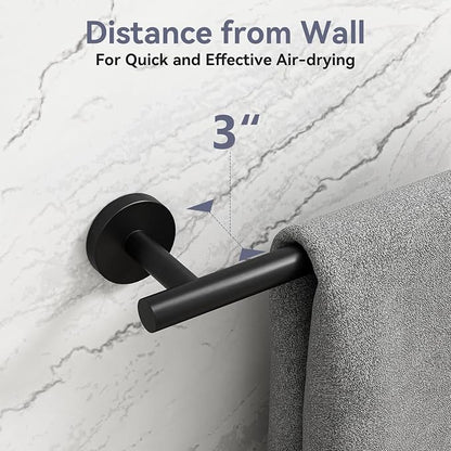 Matte Black Towel Bar, 30 Inch Bathroom Towel Rack (Total Length 32-Inch), Towel Holder Wall Mounted, Thicken SUS304 Stainless Steel Towel Rod Modern Home Decor