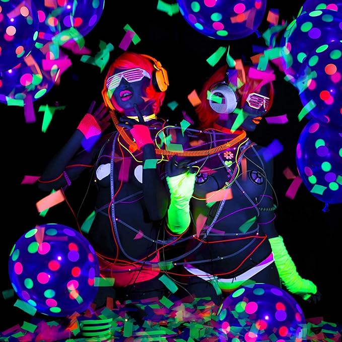 10000 pieces UV Neon Confetti Blacklight Glow Party Confetti 5 Colors Neon Fluorescent Tissue Confetti For Wedding Bachelorette Baby Shower Birthday New Years Party Confetti Decorations