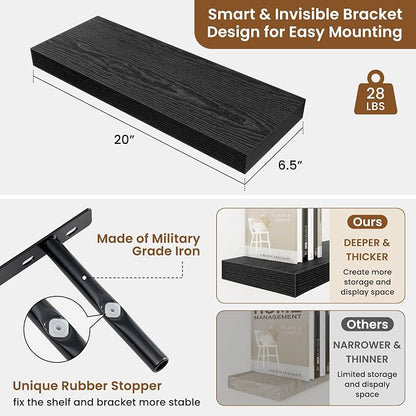 fuqing Floating Shelves for Wall, Wall Mounted Wood Floating Shelf