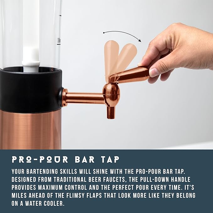 Hammer + Axe Beverage Dispenser – 88 oz Party Drink Dispenser with Ice Tube & Tap| Drink Fountain for Beer, Water, Iced Tea| Mimosa Tower| Margarita Tower| BBQ & Tailgate Essential| Home Bar Accessory