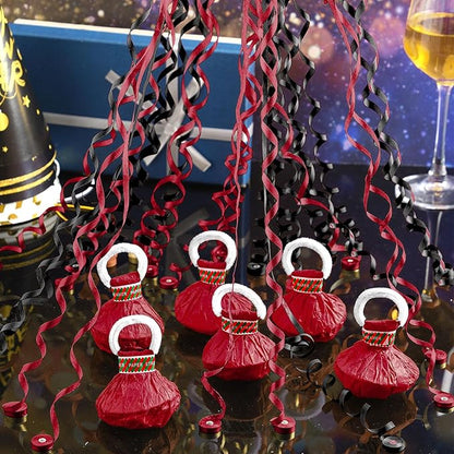 WinnerWhy 30 Pcs No Mess Confetti Poppers Hand Throw Streamers Party Poppers for Graduation 2026 Birthday Celebrations Wedding Engagement Bachelorette Party Supplies(Black and Wine Red)