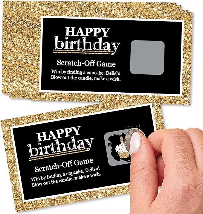 Big Dot of Happiness Adult Happy Birthday - Gold - Birthday Party Game Scratch Off Cards - 22 Count