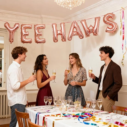 Yee haw Baches Rose Gold Balloons Bachelorette Party Decor, 16 Inch Letters Foil Mylar Balloon Banner Decor, Naughty Bachelorette Party Favors Bridal Shower or Wedding Party Supplies