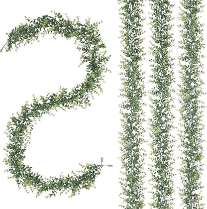 4 Pack Artificial Eucalyptus Garland, 5.5ft Faux Eucalyptus Vines with Lifelike Silver Dollar Leaves, Handmade Greenery Garland for Wedding Arch Decor, Table Runner, Home Party Backdrop