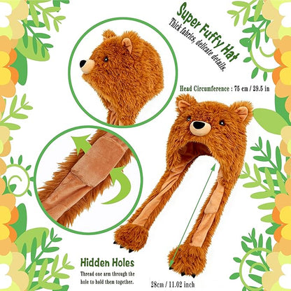 dressfan Plush Animal Hat with Ear Flaps,Novelty Christmas & Birthday Gifts for Adults & Children,One Size Fits All