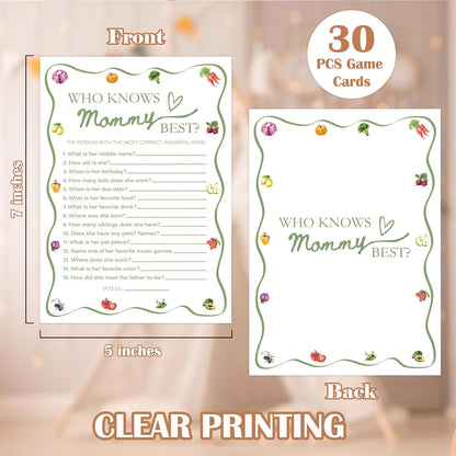 Locally Grown Baby Shower Games, Farmers Market Who Knows Mommy Best Game for 30 Guests with Game Cards, Gender Reveal, Baby Shower Supplies & Decorations (DV42)