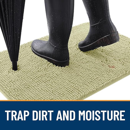 OLANLY Dog Door Mat for Muddy Paws 30x20, Absorbs Moisture and Dirt, Absorbent Non-Slip Washable Doormat, Quick Dry Chenille Mud Mat for Dogs, Entry Indoor Entryway Carpet for Inside Floor, Vanilla