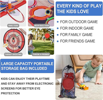Bean Bag Toss & Ball Toss & Ring Toss,5-in-1 Outdoor Toys for Kids,Family Games for Kids and Adults,Gift for Christmas and Birthday