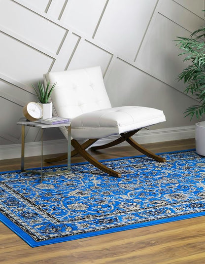 Unique Loom Sialk Hill Collection Area Rug - Washington (9' 10" x 13' 1" Rectangle Dark Blue/Black)