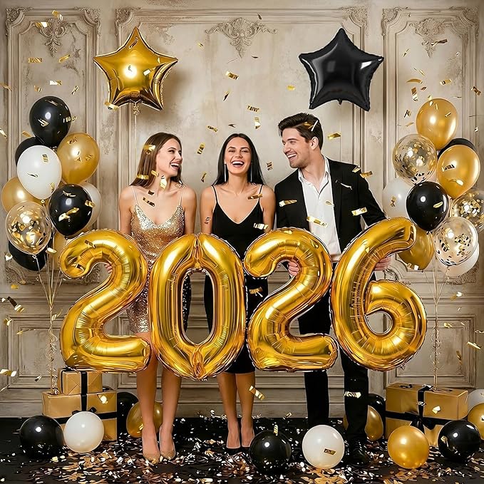 2026 Black and Gold Graduation Decorations Balloons Kit - 40 Inch Gold 2026 Number Balloons, Graduation Party Supplies 2026 for High School College Graduation, Class of 2026 Grad Decor