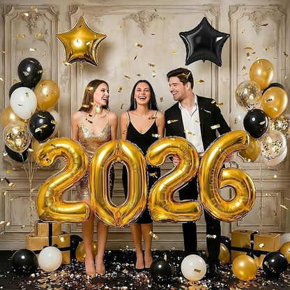 2026 Black and Gold Graduation Decorations Balloons Kit - 40 Inch Gold 2026 Number Balloons, Graduation Party Supplies 2026 for High School College Graduation, Class of 2026 Grad Decor