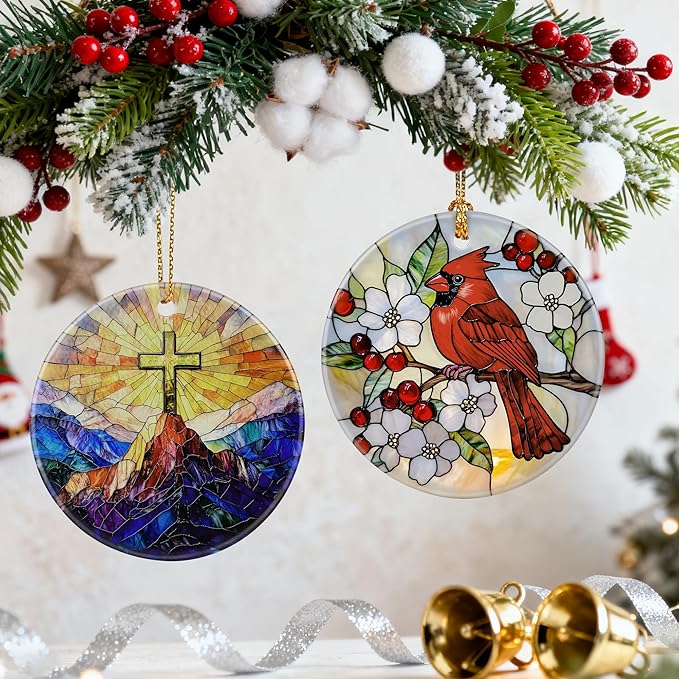 Christian Cross Ornament | Religious Christmas Ornament, Christmas Tree Decoration, Christian Home Decor | Religious Gifts | Easter Faith Cross Gifts, Baptism Gift, Confirmation Gift