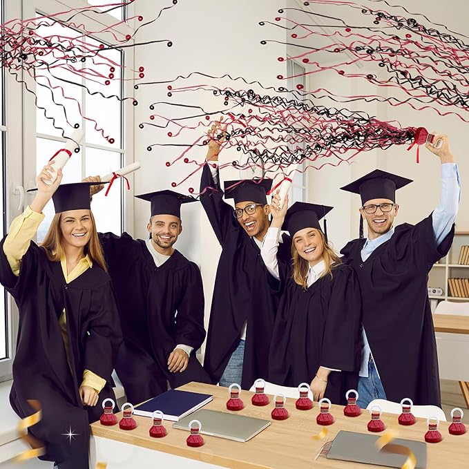 WinnerWhy 30 Pcs No Mess Confetti Poppers Hand Throw Streamers Party Poppers for Graduation 2026 Birthday Celebrations Wedding Engagement Bachelorette Party Supplies(Black and Wine Red)