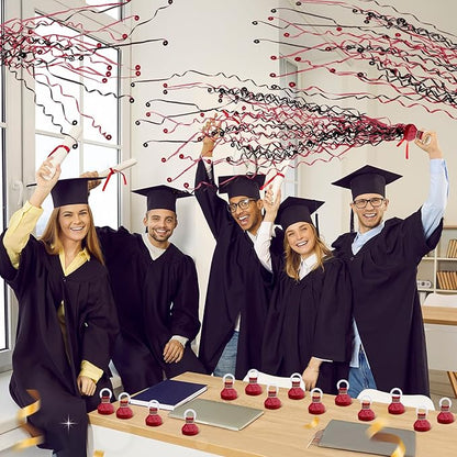 WinnerWhy 30 Pcs No Mess Confetti Poppers Hand Throw Streamers Party Poppers for Graduation 2026 Birthday Celebrations Wedding Engagement Bachelorette Party Supplies(Black and Wine Red)