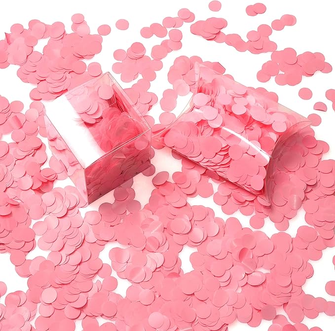 Rose Pink Metallic Foil Round Table Confetti Decor Circle Dot Mylar Table Scatter Confetti Girl Women Birthday Wedding Engagement Bridal Baby Shower Celebration Party Confetti Decorations, 60g