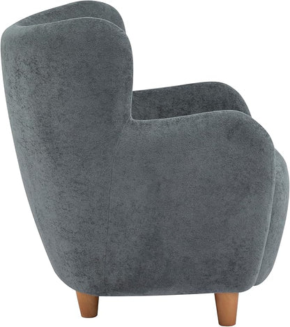 Christopher Knight Home Auden Low Profile Wingback Accent Chair, Fabric Club Chair, Velvet Upholstered Armchair, Curved Backrest Single Sofa, Soft Reading Lounge Chair for Living Room, Dawn Grey